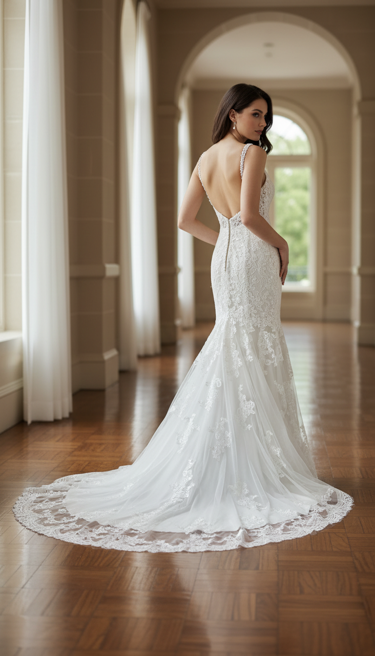 ABITO DA SPOSA OUTLET IN PIZZO CHANTILLY REBRODATO