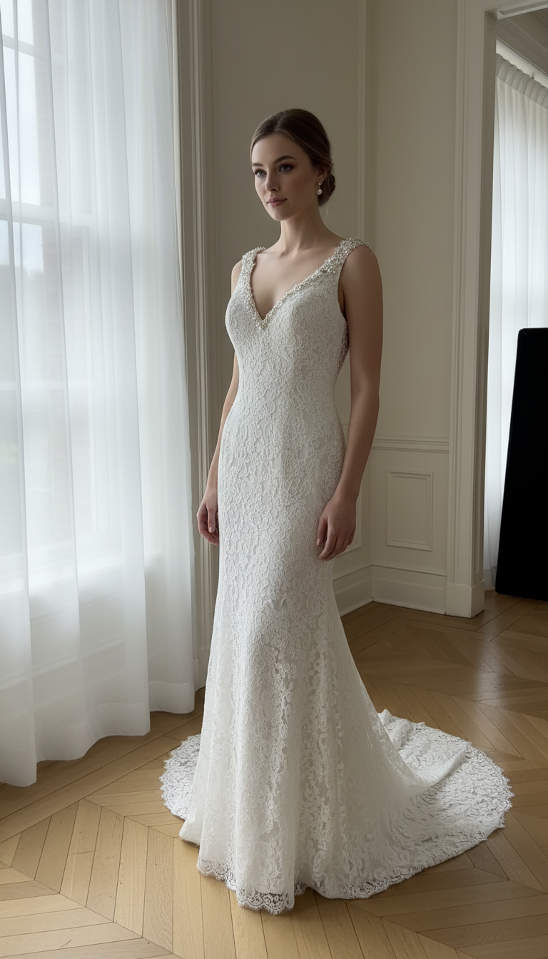 ABITO DA SPOSA OUTLET IN PIZZO CHANTILLY REBRODATO