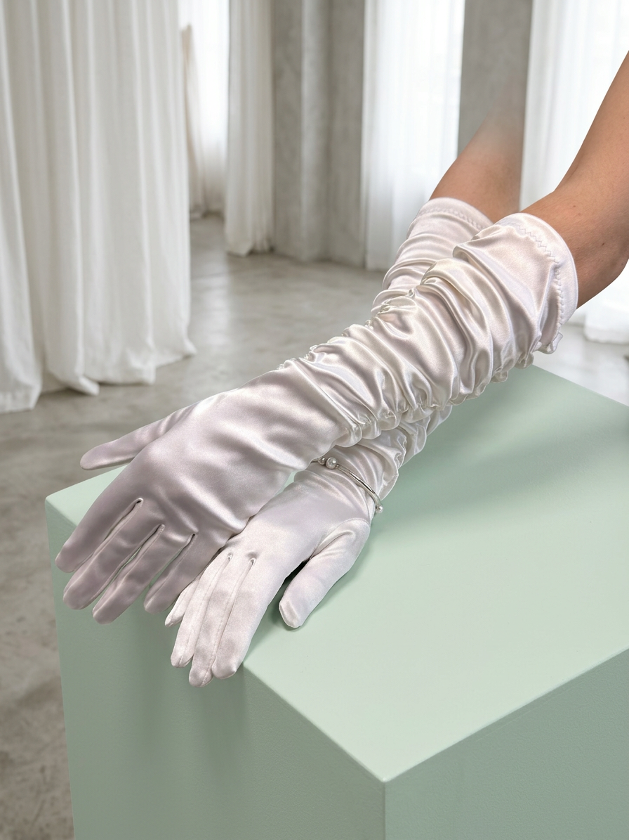 Guanti sposa drappeggiati